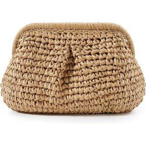 Straw Purse for Women, Beach Bag Summer Woven Clutch Purses, Cloud Crossbody